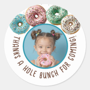 Custom Photo Doughnut Birthday Thanks A Hole Bunch Classic Round Sticker