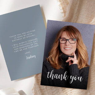 Custom Photo Dusty Blue 40th Birthday Party Thank You Card
