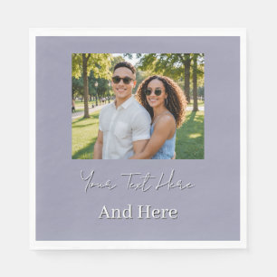 Custom Photo dusty purple Engagement Party Napkin