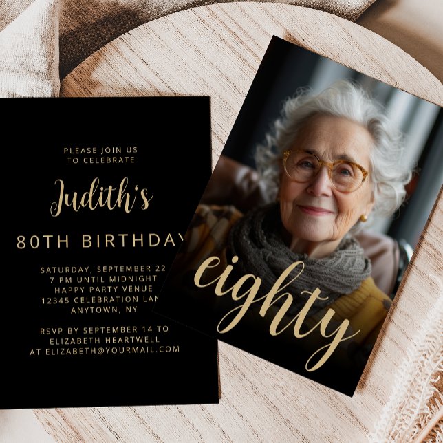Custom Photo Eighty 80th Birthday Party Invitation (Creator Uploaded)