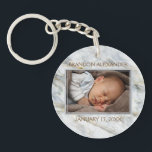 Custom Photo Elegant Blue Grey Marble Pattern 2025 Key Ring<br><div class="desc">Unique,  classic,  cute and decorative keychain with a beautiful blue grey brown marble pattern. With the option to customise or personalise with name,  text,  and photo of your choice. This photo display makes an excellent keepsake gift for grandparents or new parents!</div>