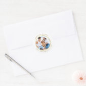 Custom Photo Elegant Gold Wedding Classic Round Sticker (Envelope)