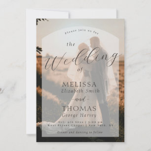 Custom Photo Elegant Script Wedding Invitation