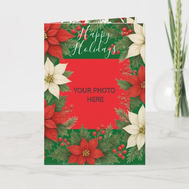 Custom Photo Elegant Timeless Christmas  Card (Front)