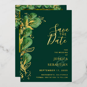 Custom Photo Emerald Green & Gold Eucalyptus