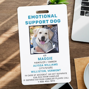 Custom Photo Emotional Support Dog ID Badge