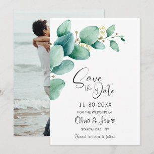 Custom Photo Eucalyptus Wedding Save The Date