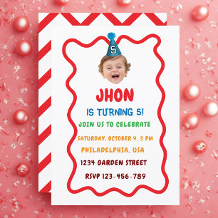 Custom Photo Face Birthday Invitation, Cute Baby Invitation