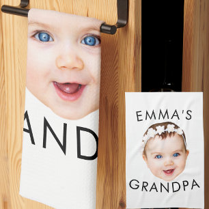 Custom Photo Face Mom Grandma Grandpa Birthday Tea Towel