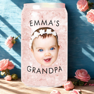 Custom Photo Face Mum Grandma Grandpa Birthday Can Glass