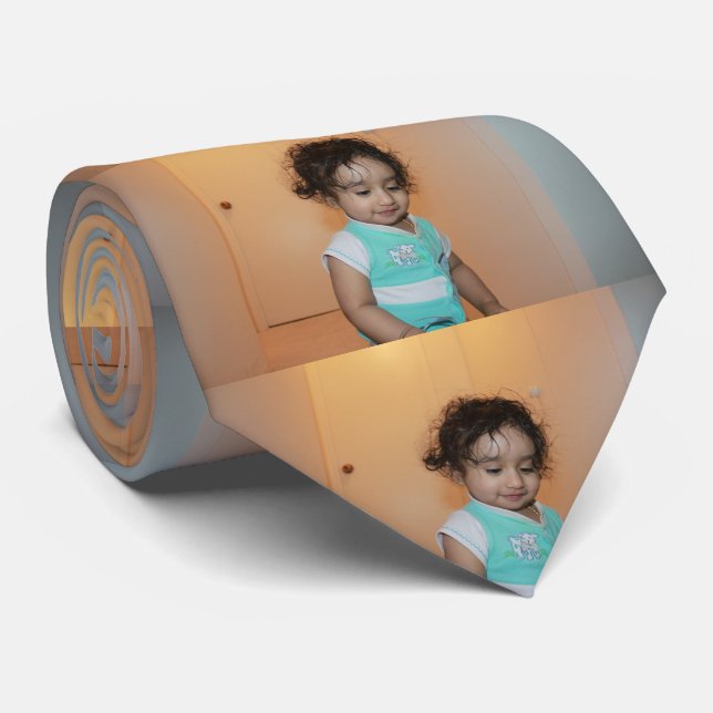 Custom Photo Family Baby Kid Children Dad Gift Tie (Rolled)