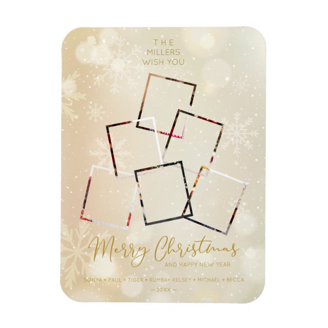 Custom Photo Family Christmas Tree Happy New Year Magnet (Vertical)