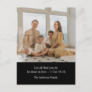 Custom photo family personalised bible verse holiday postcard
