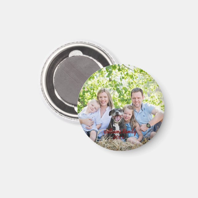 Custom  Photo Family Photo Black Script Magnet (Front/Back)