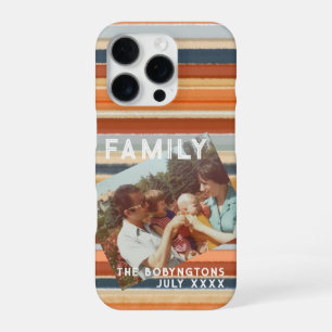 Custom photo family retro sunset stripes boho iPhone 16 pro case
