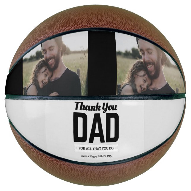 Custom photo fathers day message basketball (Front)
