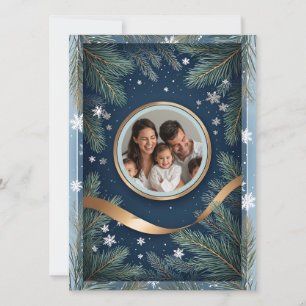 Custom Photo 📸 Festive Pine Branch Christmas Card