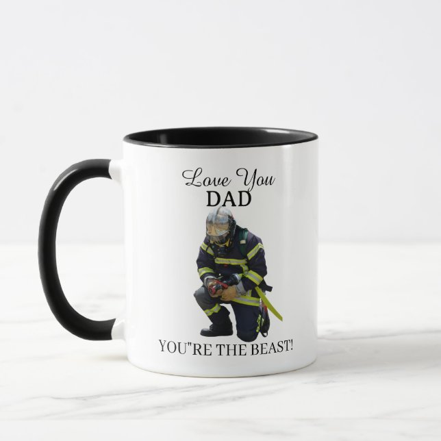 Custom Photo Firefighter Dad Mug (Left)