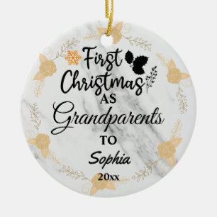Custom Photo First Christmas as Grandparents 2021 Ceramic Tree Decoration