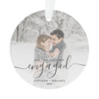 Custom Photo First Christmas Engaged Grey Script
