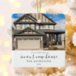 Custom Photo First Christmas New Home Ceramic Ornament<br><div class="desc">Celebrate the first Christmas in your new home with a custom photo ornament. Add your family name and date in modern typography alongside a picture of your new house.</div>