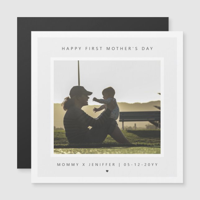 Custom Photo First Mother's Day Magnetic Card (Front/Back)
