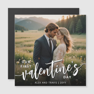 Custom Photo First Valentine's day Magnetic Card