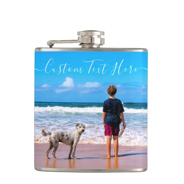 Custom Photo Flask Gift with Your Photos and Text (Front)
