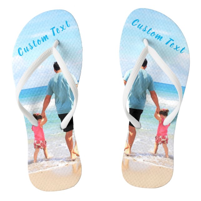 Custom Photo Flip Flops Personalised Text (Footbed)
