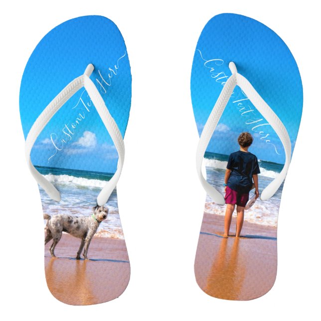 Custom Photo Flip Flops with Text Personalised (Footbed)