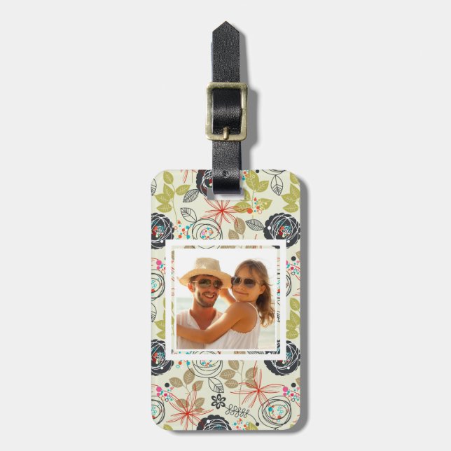Custom Photo Floral background 3 Luggage Tag (Front Vertical)
