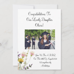 custom photo floral graduation invitation