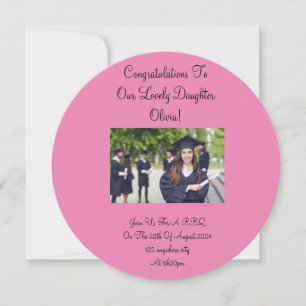 custom photo floral graduation invitation in pink
