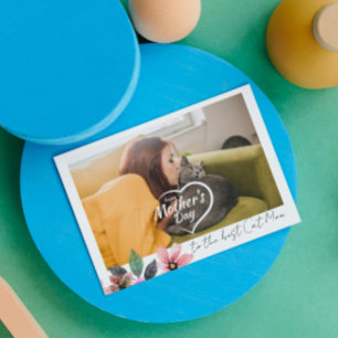 Custom Photo Floral Happy Mothers Day best cat mum Holiday Card