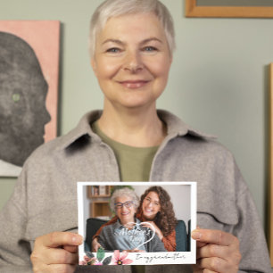 Custom Photo Floral Happy Mothers Day Grandmother Holiday Card