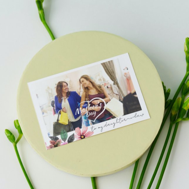 Custom Photo Floral Mothers Day daughter-in-law Holiday Card (Creator Uploaded)
