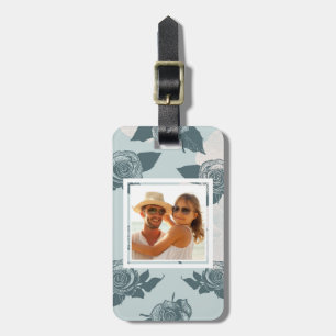 Custom Photo Floral pattern with rose Luggage Tag