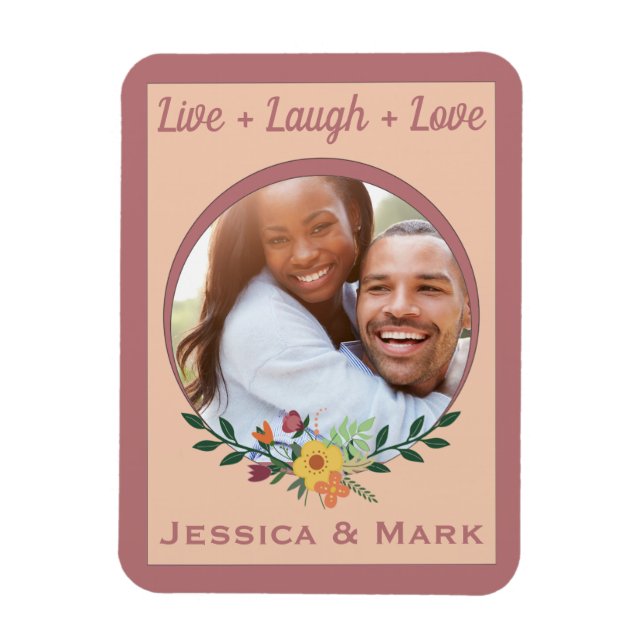 Custom Photo Floral Pink Personalised Magnet (Vertical)