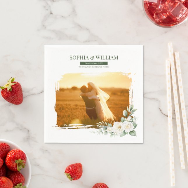 Custom Photo Floral Wedding Napkins (Insitu)