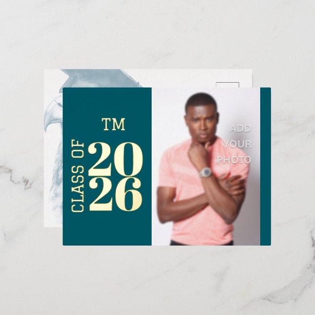 Custom Photo Foil Graduation Invitation Postcard (Front/Back)