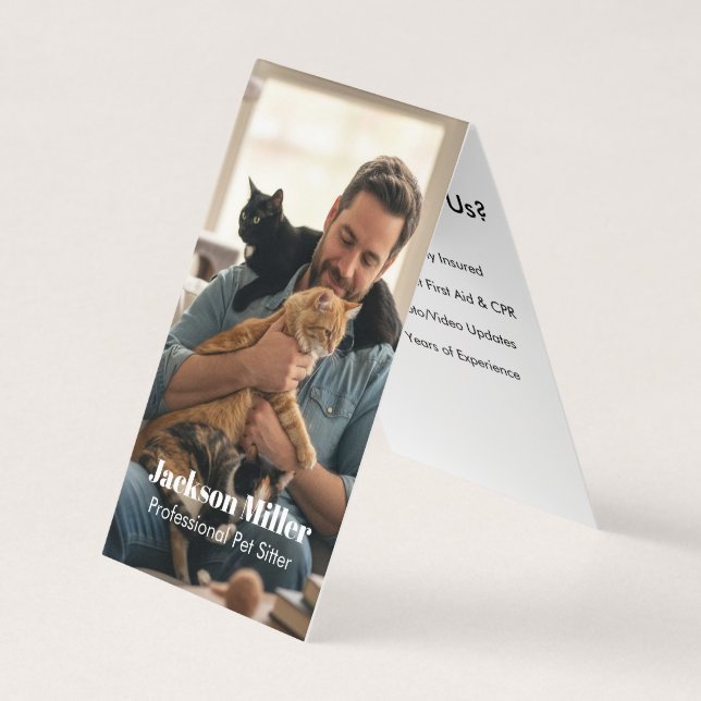 Custom Photo Folded Pet Sitter Business Card (Front)