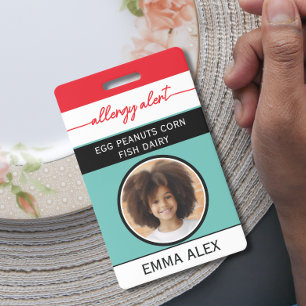 Custom Photo Food Allergy Alert Chef  ID Badge