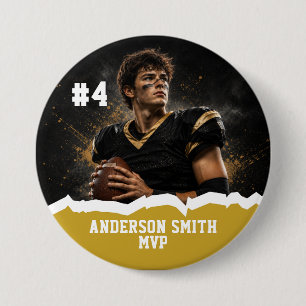 Custom Photo Football MVP Button Pin
