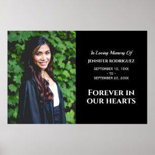 Custom Photo Forever In Our Hearts Modern Funeral Poster