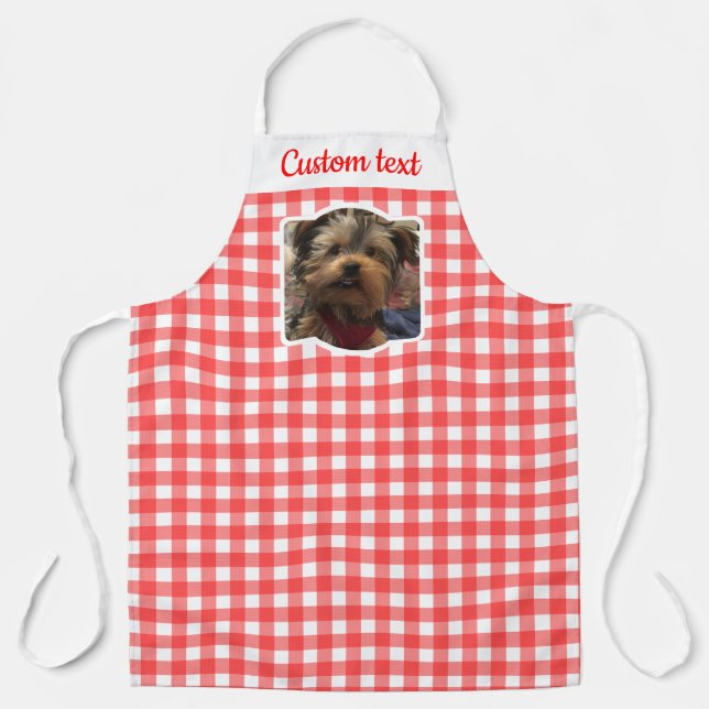 Custom Photo Frame Country Red Buffalo Check Plaid Apron (Front)