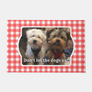 Custom Photo Frame Country Red Buffalo Check Plaid Doormat
