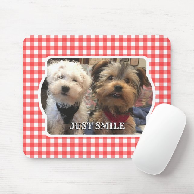 Custom Photo Frame Country Red Buffalo Check Plaid Mouse Pad (With Mouse)