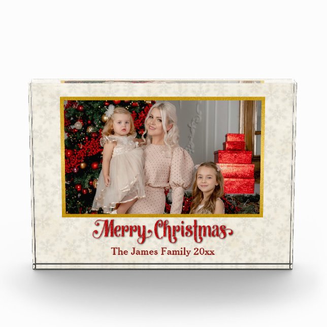 Custom Photo Frame Merry Christmas & New Year Block (Front)