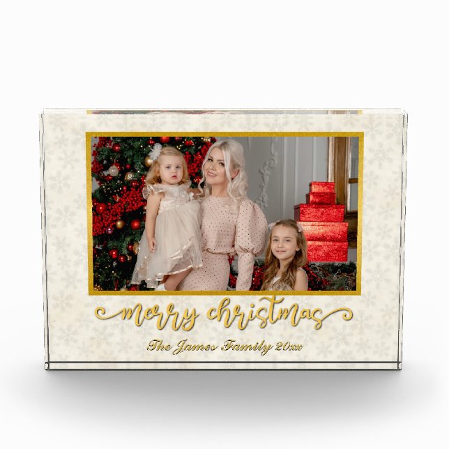 Custom Photo Frame Merry Christmas & New Year Block (Front)