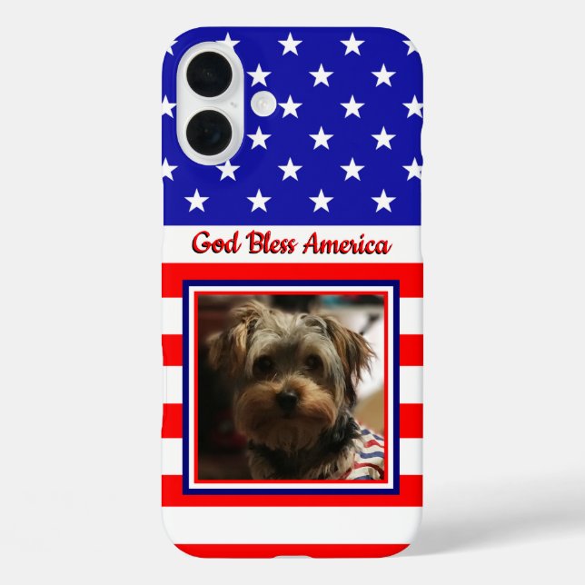 Custom Photo Frame USA American Flag Patriotic Fun Case-Mate iPhone Case (Back)
